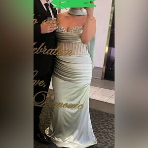 Elegant Strapless Gown with Embellished Bodice